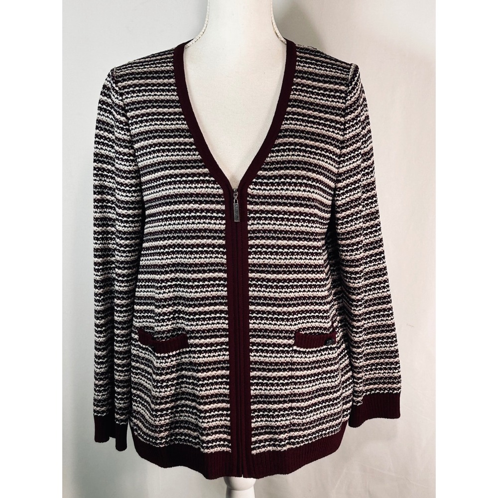 St John Sport Womens Medium Regatta‎ Tweed Knit Cardigan